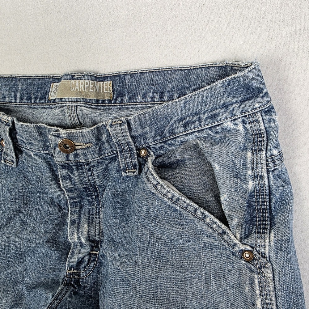 Vintage Y2k Lee Carpenter Jeans Mens 32x32 Blue Distressed Thrashed Skater - Picture 6 of 16